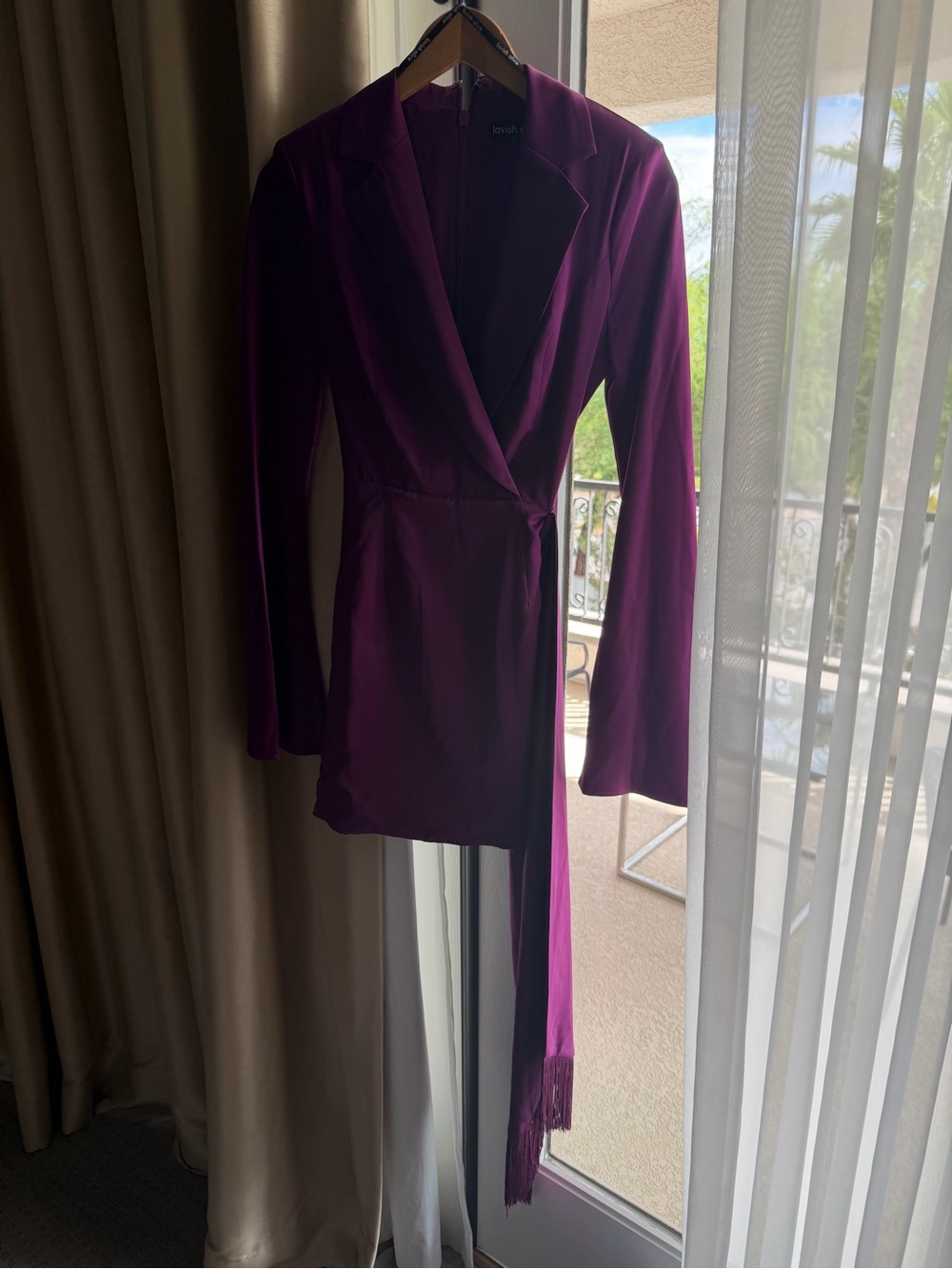 Lavish Alice Deep Plum Long Sleeve Wrap Dress